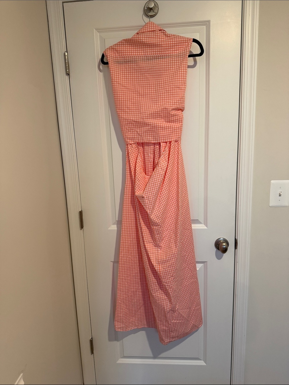 Nautica Jeans Women's Gingham Cotton Wrap Shirtdress Orange/White 16 - Picture 6 of 7